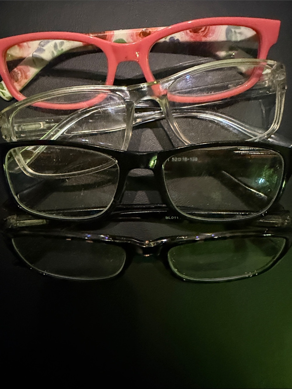 Set of 4 Women's Eyeglass Frames - Pink Floral, Clear, Black, Dark Tortoise